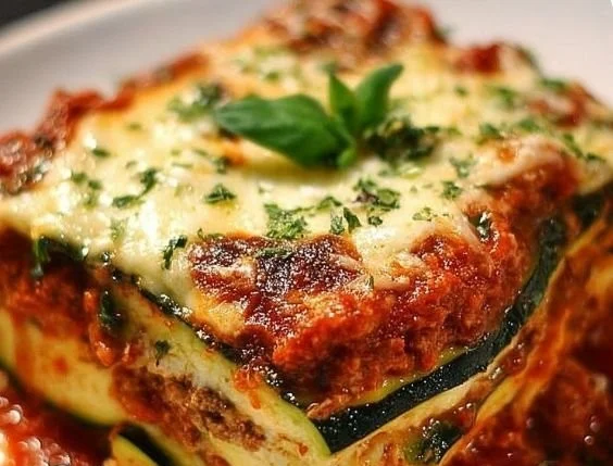 Hearty zucchini lasagna layered with fresh veggies and cheese
