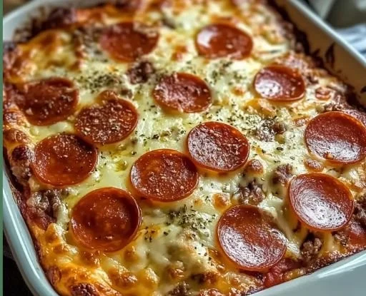 High-protein cottage cheese pepperoni bake served in a cozy setting