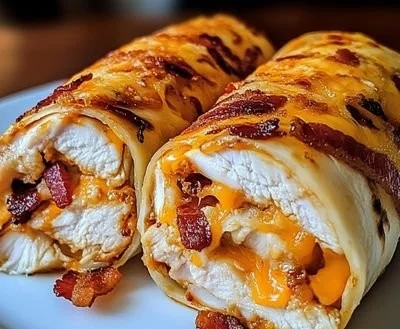 Crispy Cheddar Bacon Chicken Lava Wraps ready to be served