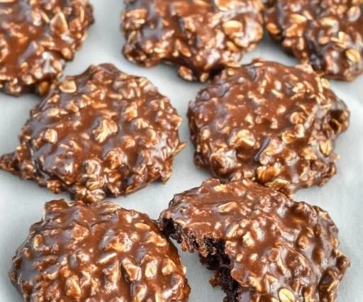 Easy gluten-free no bake cookies on a cooling rack.