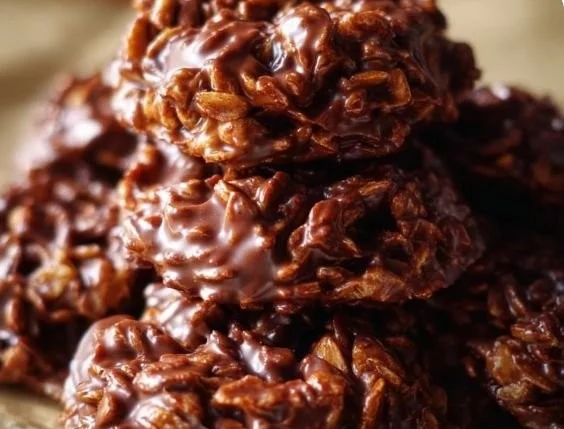 Delicious no-bake cookies on a plate, ready to enjoy.