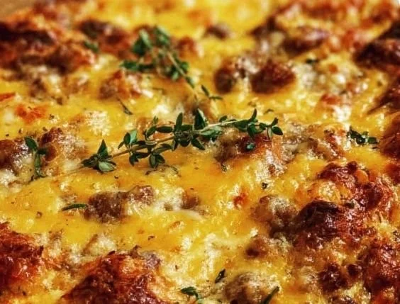 Delicious Overnight Breakfast Casserole full of eggs, cheese, and vegetables
