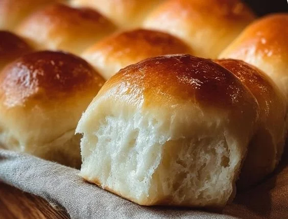 Fluffy and buttery homemade rolls fresh from the oven.