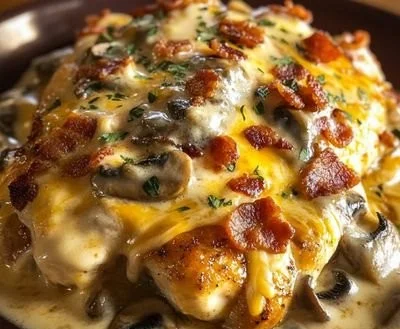 Delicious Texas Roadhouse-style smothered chicken served with savory gravy.