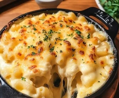 Plate of Tini's creamy and cheesy Mac and Cheese recipe