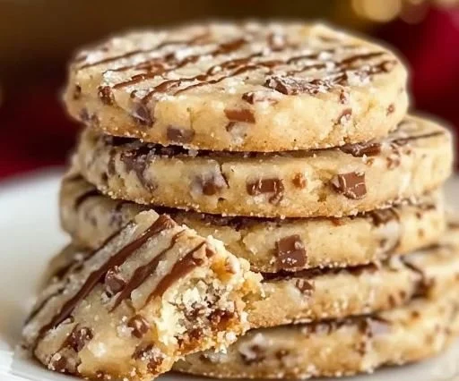 Delicious toffee butter cookies on a baking tray, fresh out of the oven