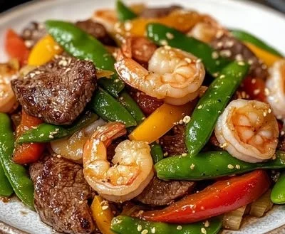 Delicious steak and shrimp stir-fry ready in 30 minutes