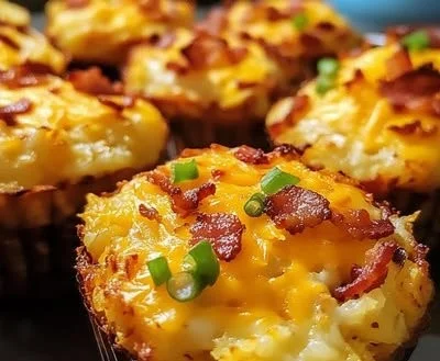 Delicious loaded bacon and egg muffins with crispy hash browns on a plate