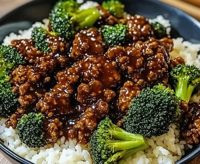 Honey garlic ground beef and broccoli dish ready in 30 minutes