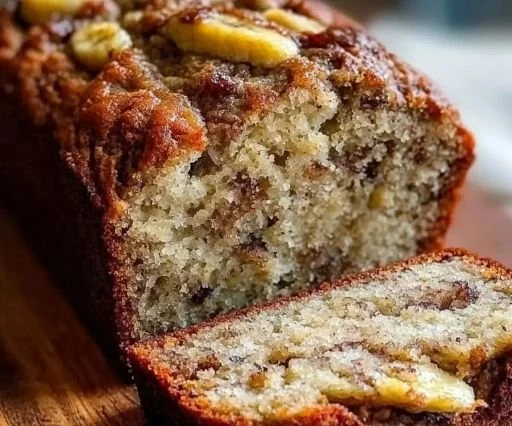 Slice of banana bread on a plate with a cozy atmosphere