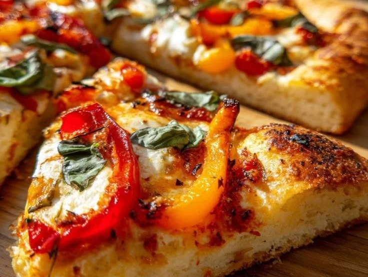 Flourless cottage cheese pizza topped with fresh ingredients