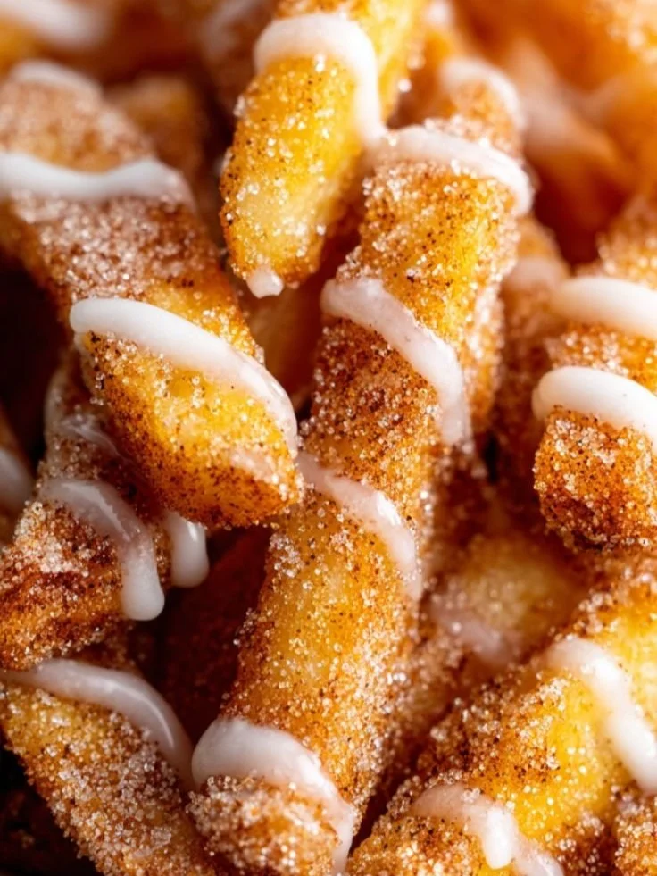 Crispy air fryer apple fries, a healthy and delicious snack option.