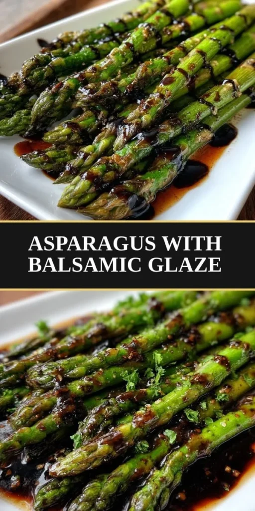 Delicious balsamic roasted asparagus on a serving plate with seasoning