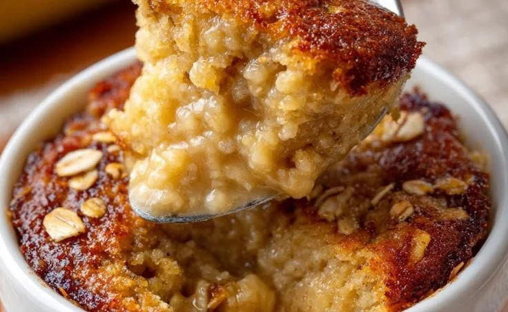 Banana Oat Cottage Cheese Microwave Mug Cake in a mug