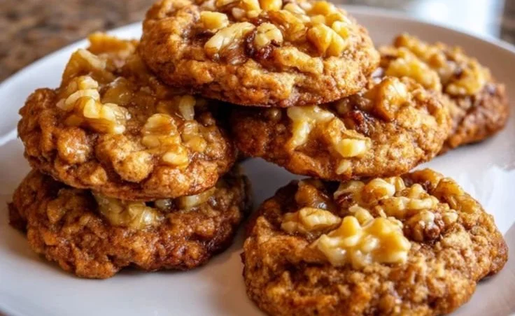Delicious banana walnut cottage cheese cookies on a plate