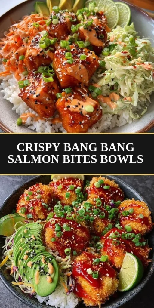 Delicious bang bang salmon bowls with fresh ingredients and vibrant colors