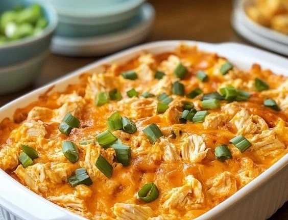 Delicious Buffalo Chicken Dip served with tortilla chips