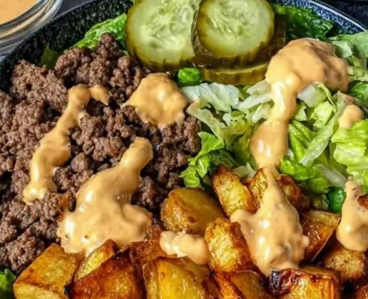 Delicious burger bowls with fresh ingredients and toppings