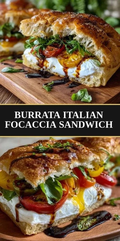 Burrata Focaccia Sandwich with creamy cheese and fresh herbs