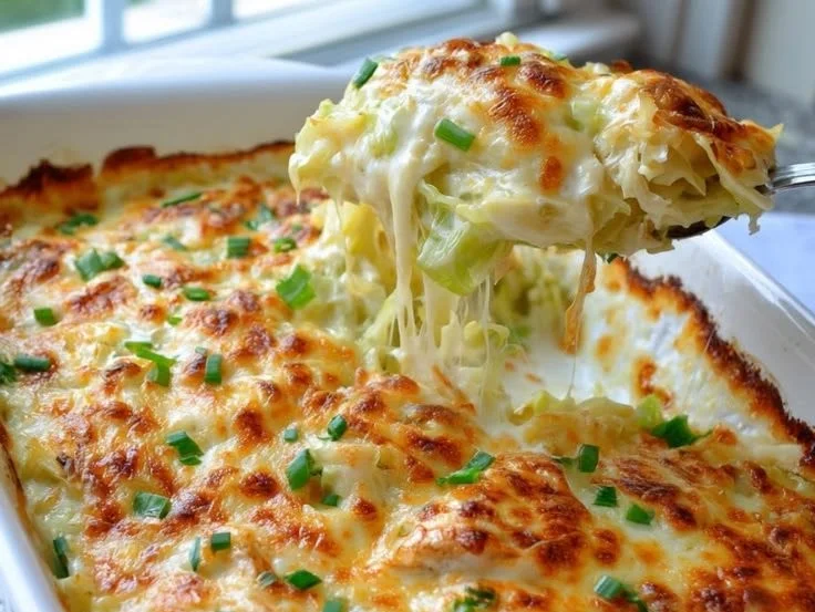 Delicious Cabbage Bake with Creamy Chicken Alfredo and low net carbs