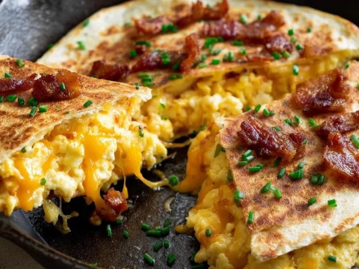 Delicious cheese breakfast quesadillas served on a plate for a quick morning meal.