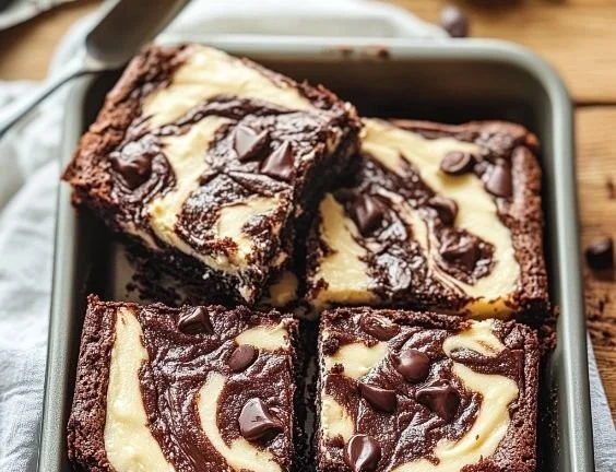 Delicious cheesecake brownies with a creamy topping on a fudgy brownie base