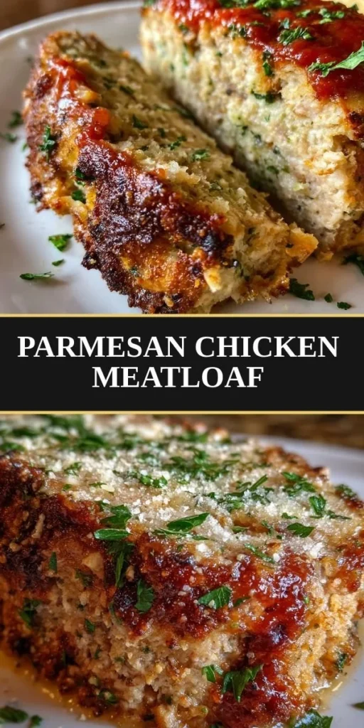 Flavorful Chicken Meatloaf with Garlic Parmesan served on a plate.