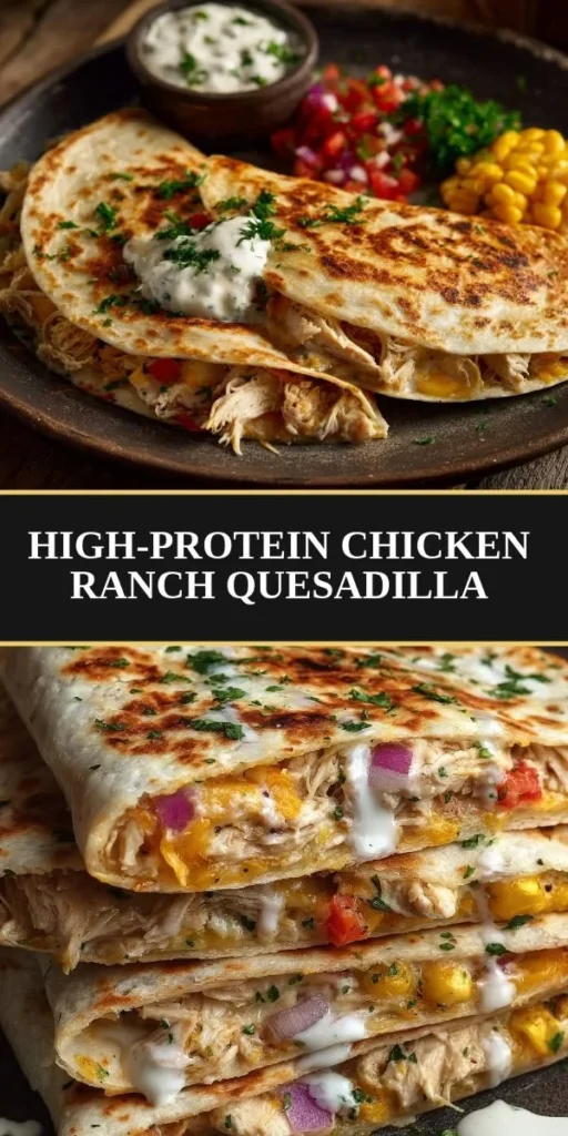 Delicious Chicken Ranch Quesadillas served with dipping sauce