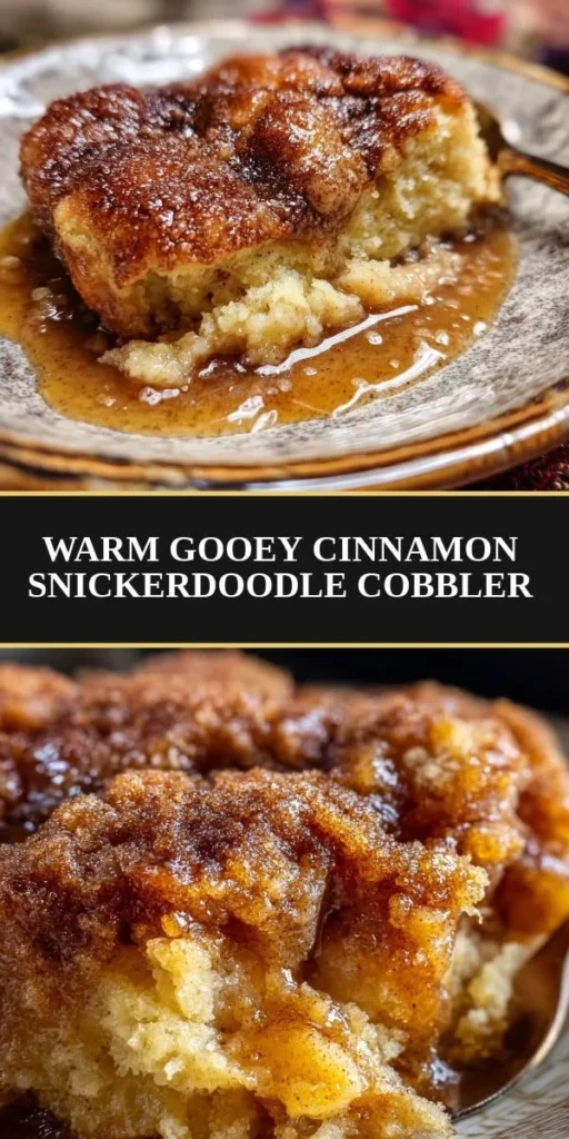 Delicious Cinnamon Snickerdoodle Cobbler served warm with a sprinkle of cinnamon