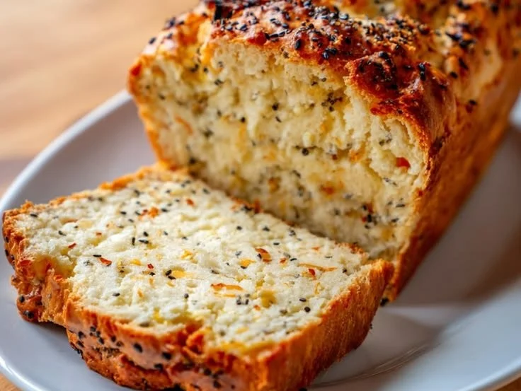 Delicious Cottage Cheese Everything Bread Loaf fresh out of the oven