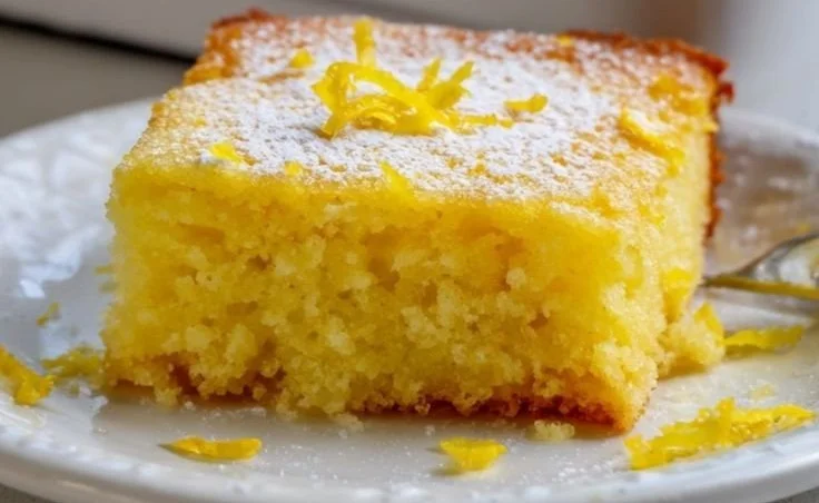 Cottage Cheese Lemon Cake Bars with a drizzle of lemon icing and fresh lemon slices