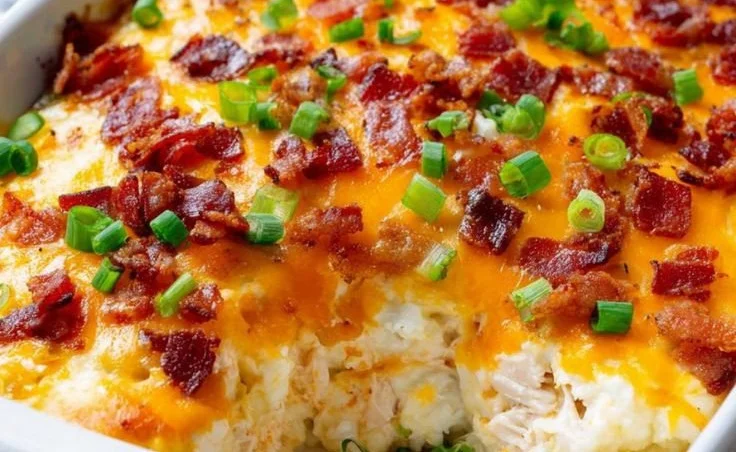 Delicious Crack Chicken Casserole fresh out of the oven with creamy texture.