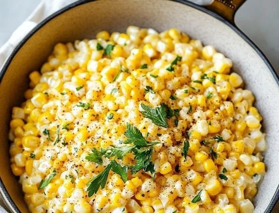Delicious creamy buttered creamed corn served in a bowl