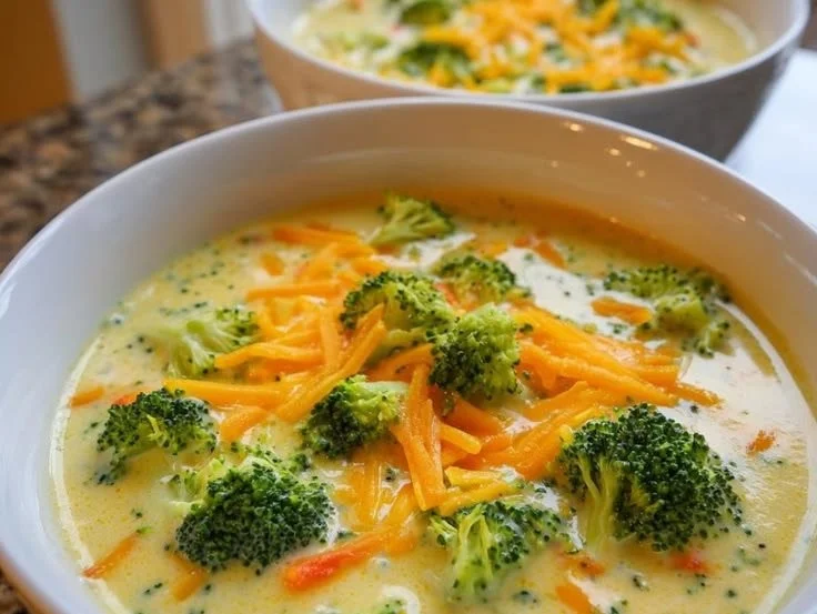 Creamy broccoli cheddar soup made in 40 minutes, inspired by Panera recipe