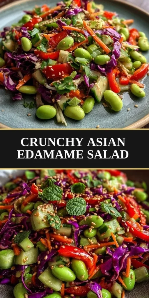 Crispy Asian Edamame Salad with fresh vegetables and dressing