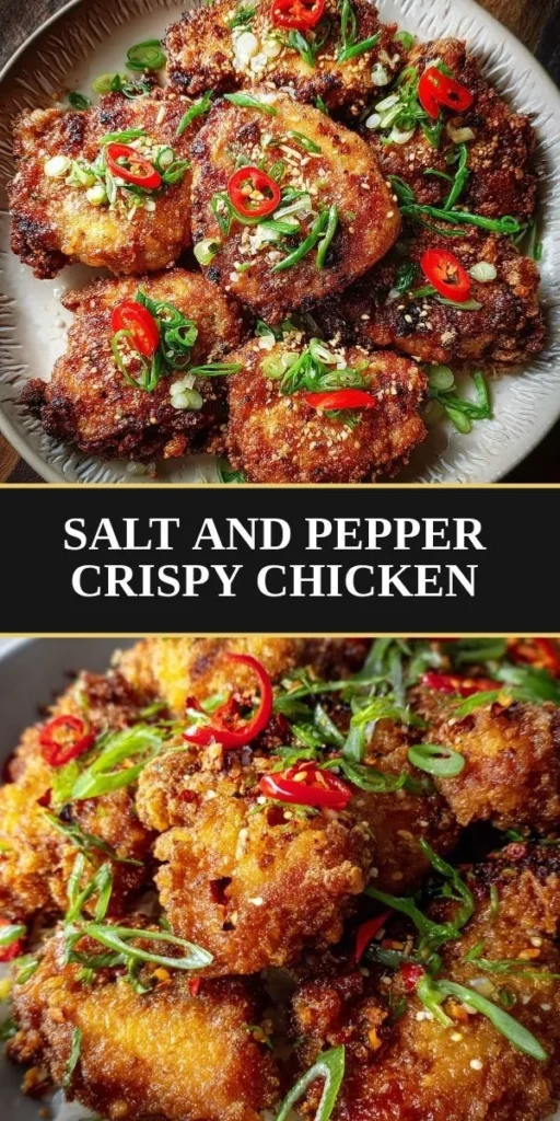 Crispy salt and pepper chicken with herbs and spices ready to serve.