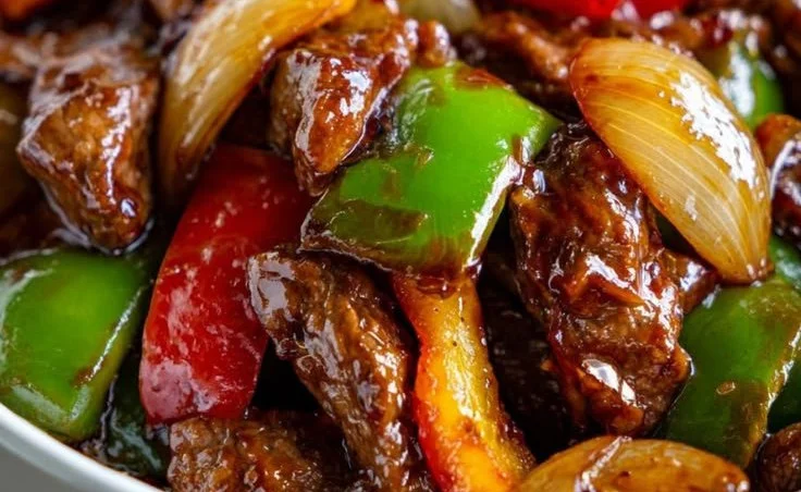 Crock Pot Pepper Steak with three secret ingredients ready to serve