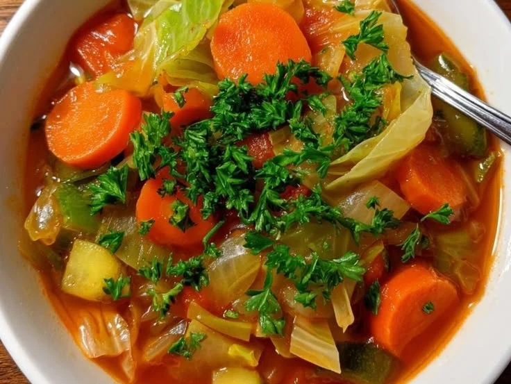 Delicious bowl of 3-ingredient crockpot cabbage soup