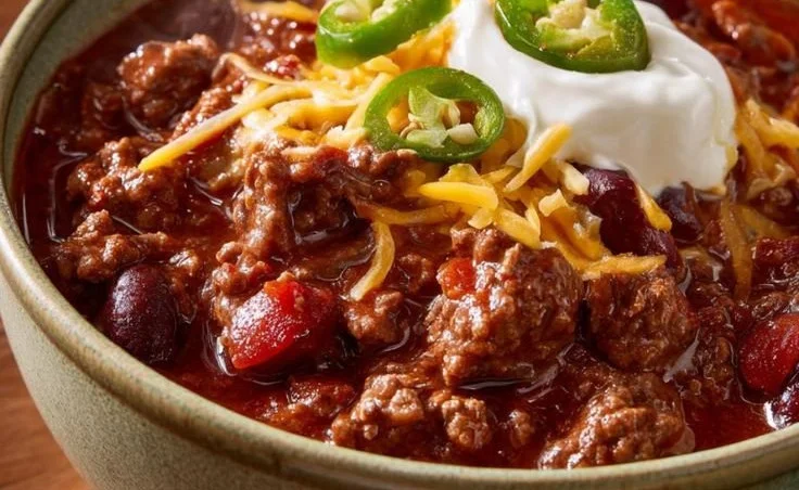 Delicious bowl of easy 30-minute chili topped with cheese and cilantro