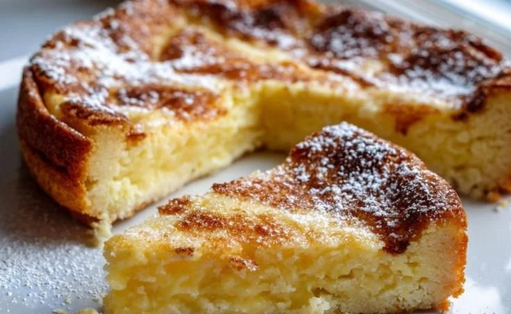 Flourless Ricotta Lemon and Almond Cake sliced on a plate