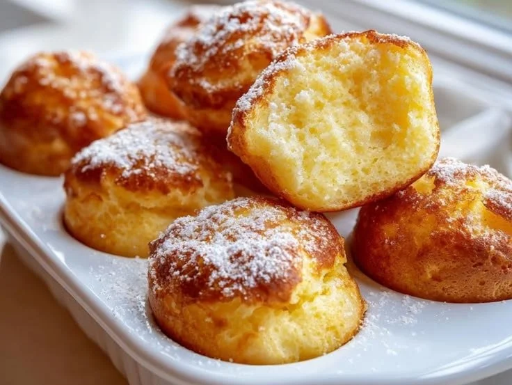 Fluffy breakfast pancake poppers served on a plate for a quick morning treat