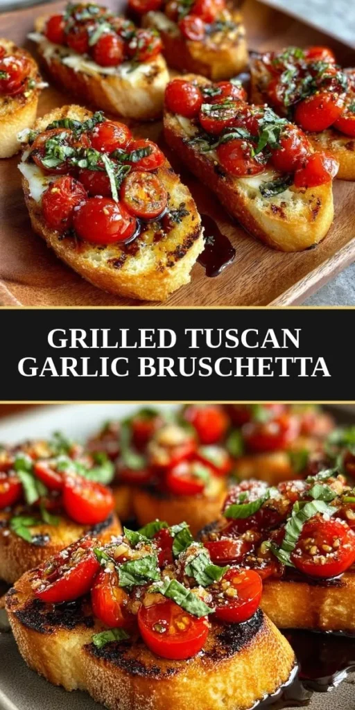 Grilled Tuscan Garlic Bruschetta topped with fresh herbs and tomatoes