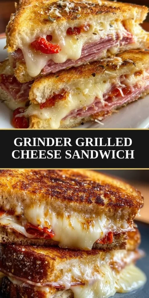 Grinder-Style Grilled Cheese Sandwich with melted cheese and crispy bread
