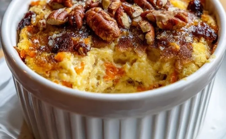 Guilt-free carrot cake bowl made with cottage cheese and topped with nuts and spices.