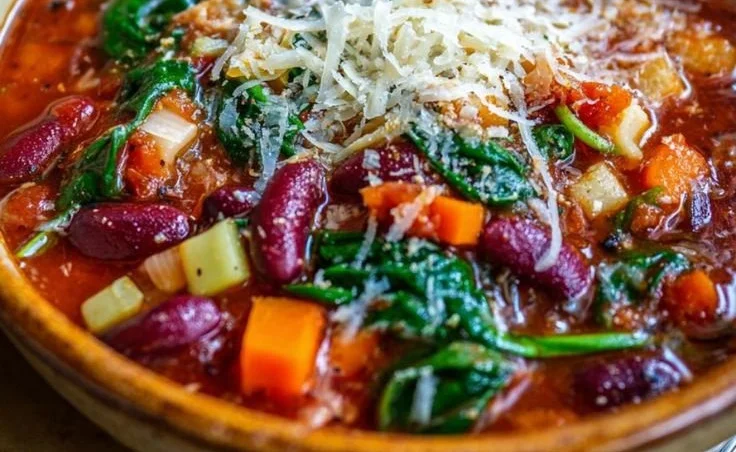 Traditional Italian Minestrone Soup ready in 45 minutes, healthy and hearty.