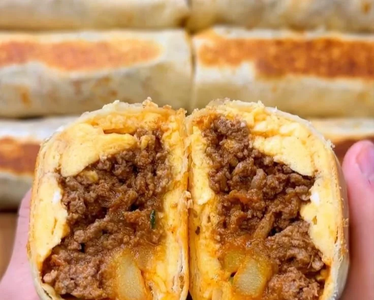 High-protein breakfast burritos with eggs and vegetables