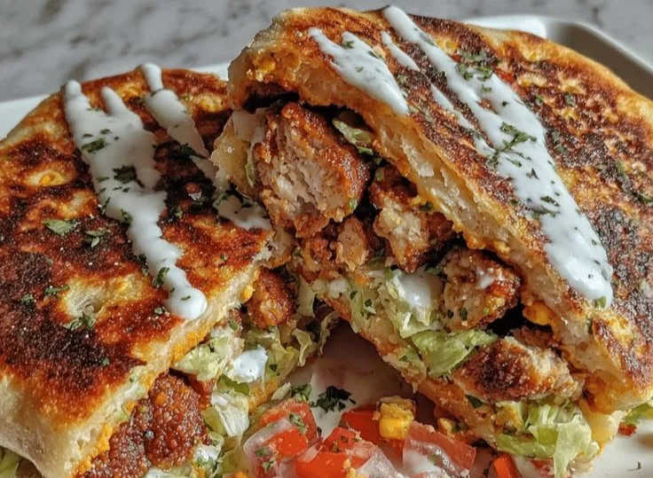 Delicious high-protein crispy chicken wraps served with fresh vegetables.