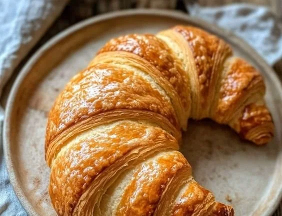Delicious homemade French croissants golden brown and flaky