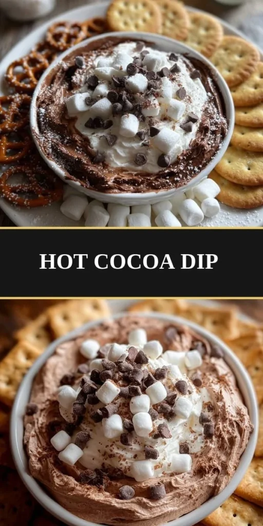 Delicious hot cocoa dip served with marshmallows and chocolate chips