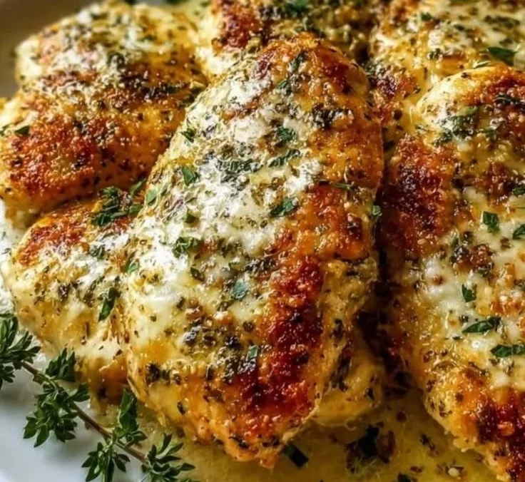 Keto Garlic Parmesan Chicken dish with garlic and parmesan seasoning